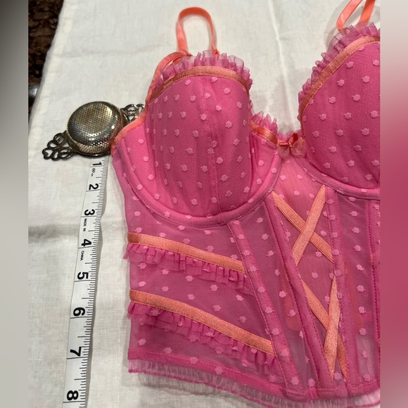 Victorias Secret Pink Polka Dots Bustier 32D - Picture 2 of 3